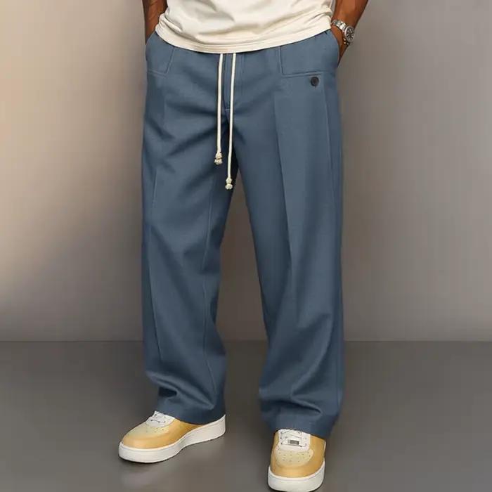 Streetwear nouveaux pantalons décontractés pour hommes printemps automne mode couleur unie à lacets pantalon