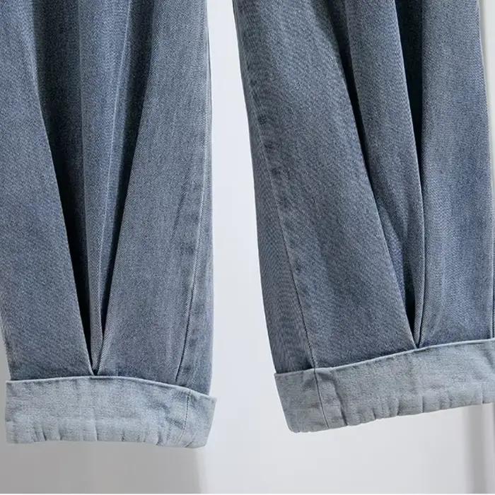 Pantalon large femme 2026 – Nouvelle collection printemps-automne – Jean rétro délavé style workwear – Taille haute décontracté et polyvalent – Grandes tailles