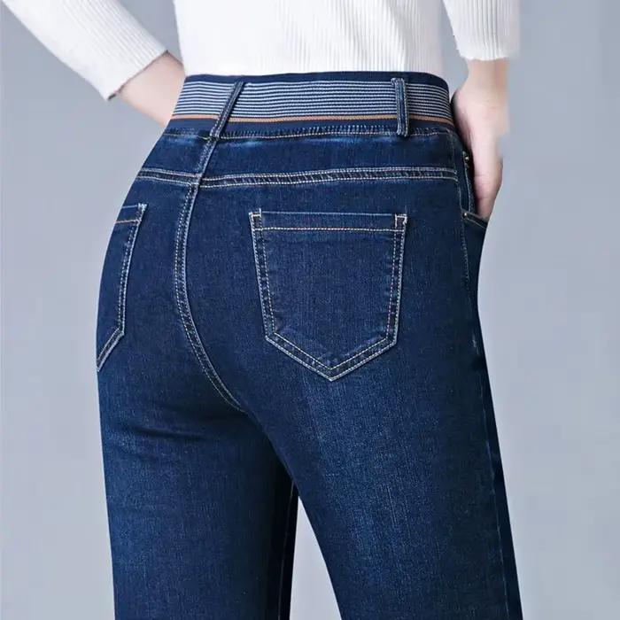 Jean Slim Taille Haute WMWMNU Bleu Ciel Femme Décontracté Vintage Grande Taille Occasionnels