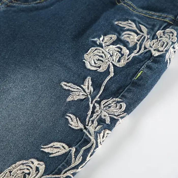 Jeans rétro Y2K, jeans baggy à broderies florales