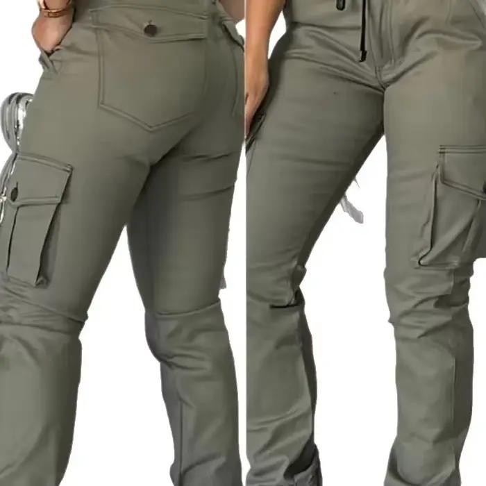 Vêtements de travail à la mode pantalons Cargo multi-poches vert militaire coupe ample