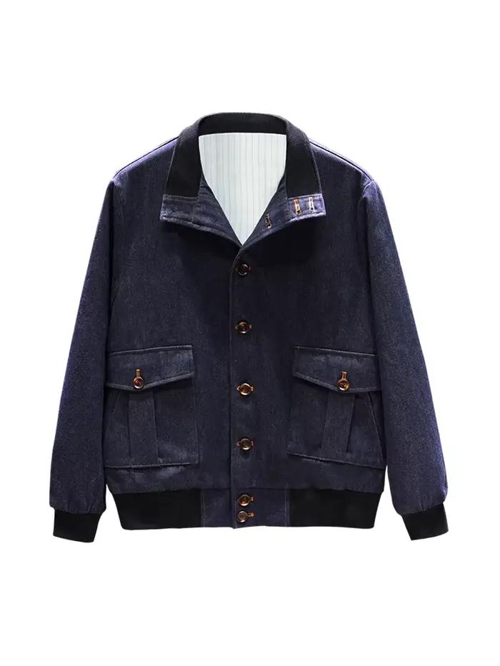 POT & CRAFTSMAN veste en pur coton denim Naples Parrain style ancien argent