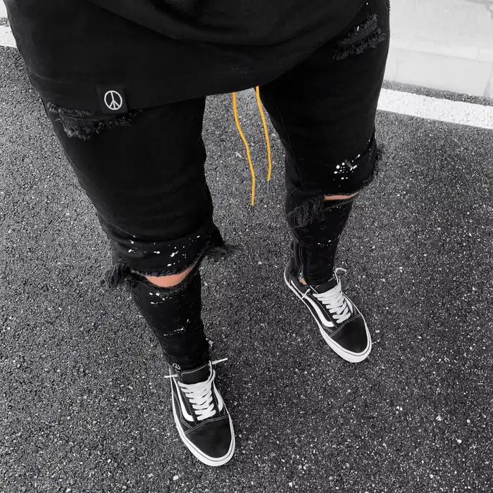 Jean Slim Peint pour Homme, Pantalon à Trous, Nouvelle Collection