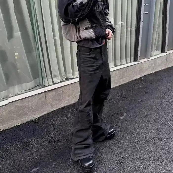 Jean micro-évasé enduit de rue pour hommes et femmes