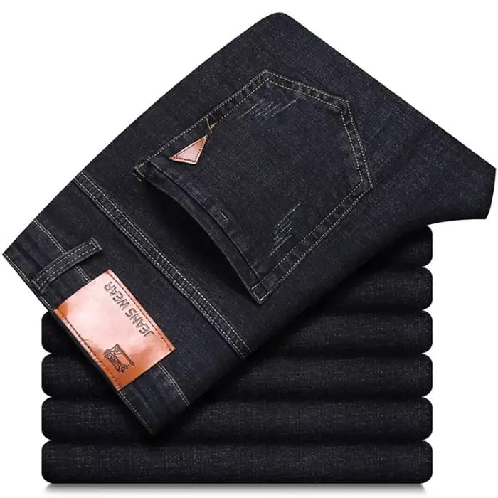 Jeans droits pour hommes, coupe slim extensible, confortable et doux, idéal pour le business, disponible en plusieurs couleurs et tailles, adaptable à toutes les saisons