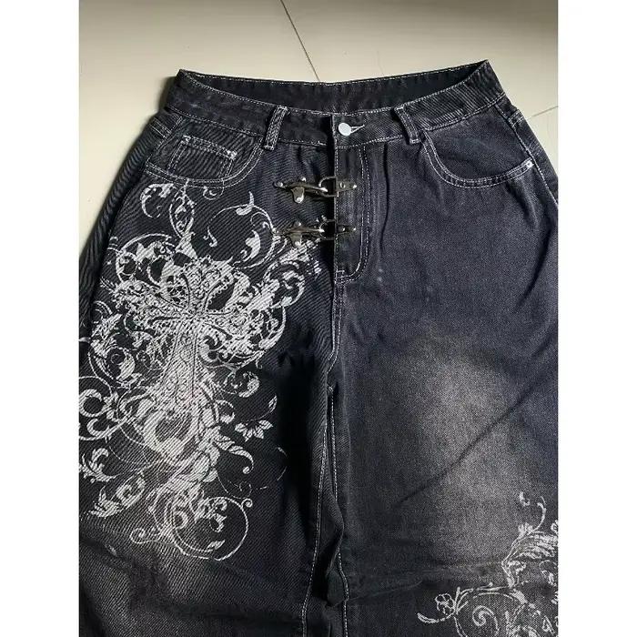 Jean Baggy imprimé Vintage Y2K Harajuku tendance hommes et femmes Hip Hop mode décontracté Joker Couple pantalon à jambes larges Streetwear nouveau
