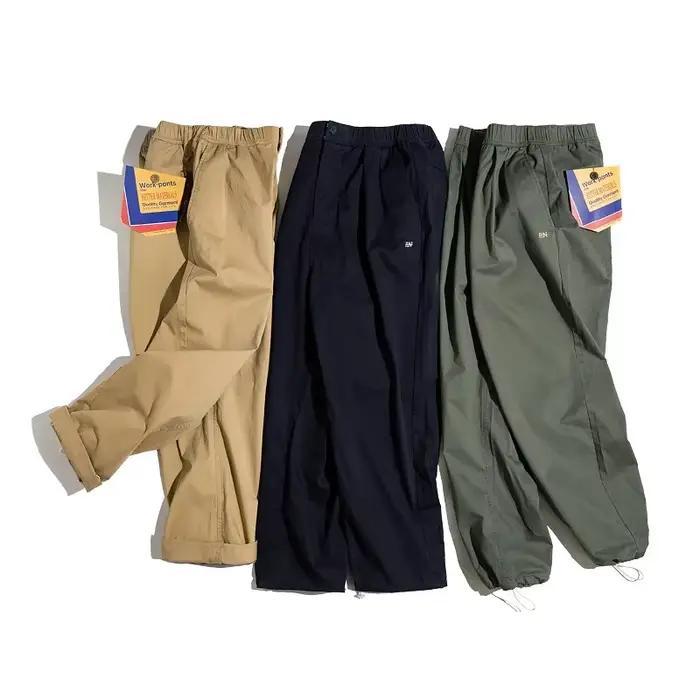 Pantalon Maden Vintage Homme Kaki Décontracté avec Ceinture Élastique et Détails Noués à la Cheville Occasions Spéciales et Journées Polyvalentes
