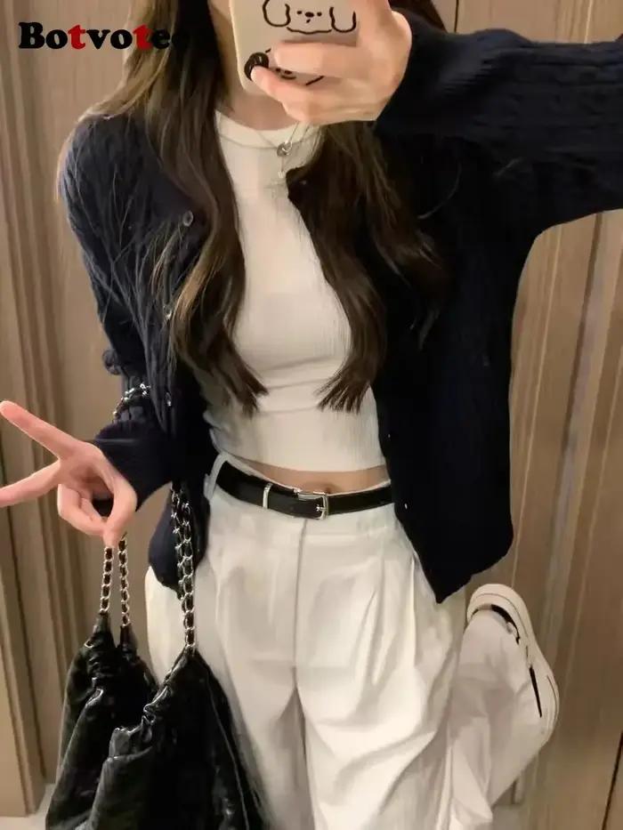 Botvotee été blanc jean pour femmes jambe large taille haute pantalon en Denim droit élégant décontracté femme