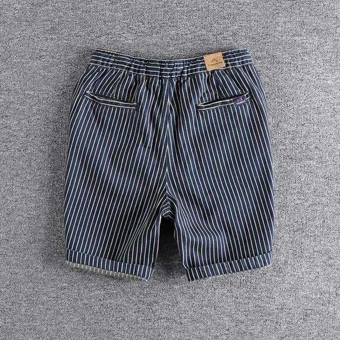 Short en jean rayé vintage pour homme, coupe adt, entrejambe de cinq pouces