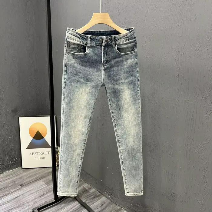 Été de luxe Style coréen marque hommes jean léger lavé Cowboy pantalon décontracté