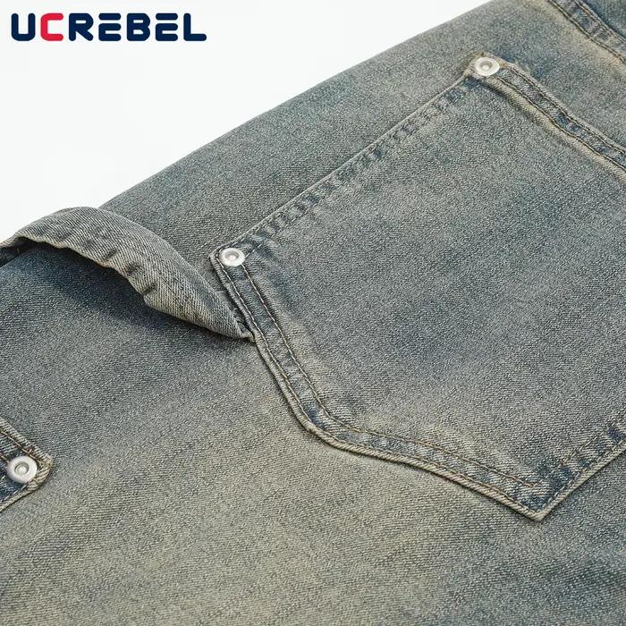 Pantalon évasé en denim à double genou pour homme