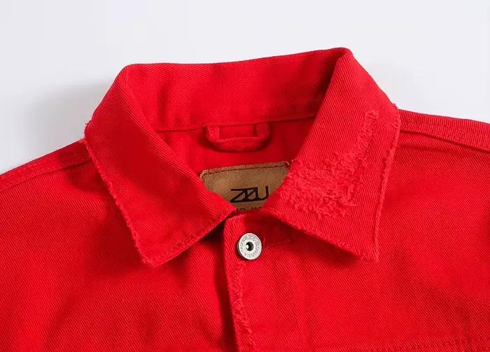 Hommes rose Denim vestes vêtements d'extérieur coupe ajustée
