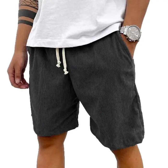 Shorts cargo vintage pour hommes en velours côtelé, style sport, couleur unie, décontractés pour été et occasions spéciales