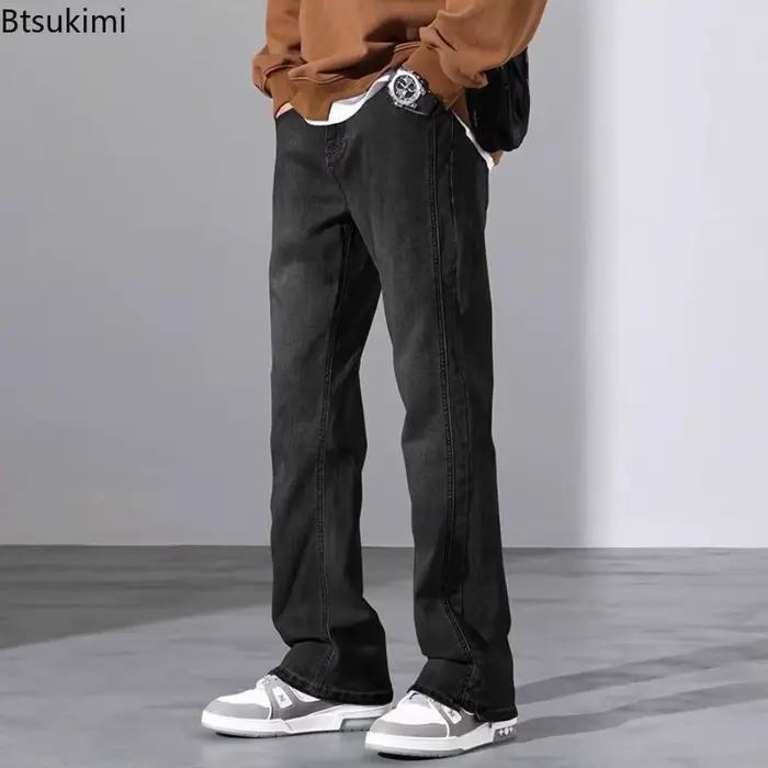 Nouveau Jean Rétro Homme 2026 Tendance Streetwear Printemps-Été Coupe Ample Décontractée Jambe Droite Micro Évasée