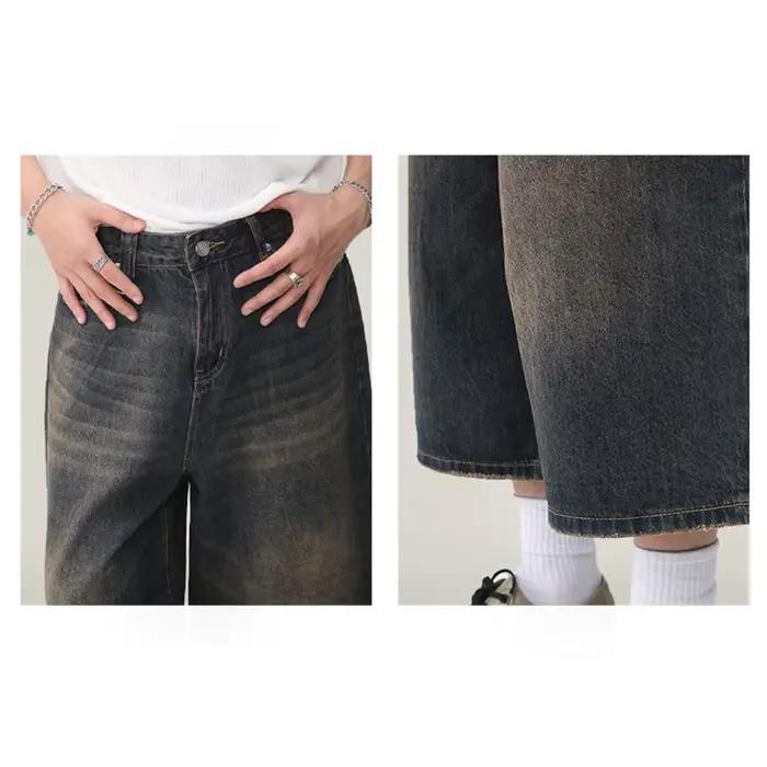 Été hommes Capri jean court homme mode rétro bleu Denim mi pantalon coréen décontracté Baggy droit jambe large mollet