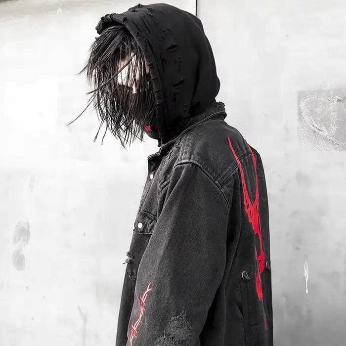 Veste en jean gothique Harajuku pour hommes