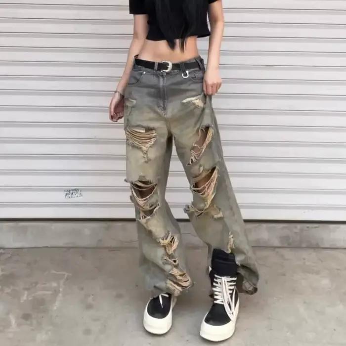 Jean déchiré délavé coupe décontractée pour homme