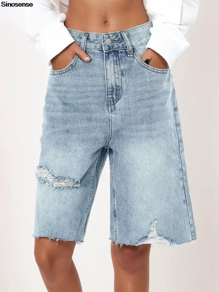 Short en jean déchiré en détresse pour femme