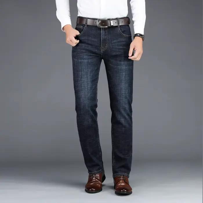 Nouveau Jean de Bureau Homme Automne 2025 – Style Classique Bleu Noir Extensible Coupe Droite – Pantalon en Denim de