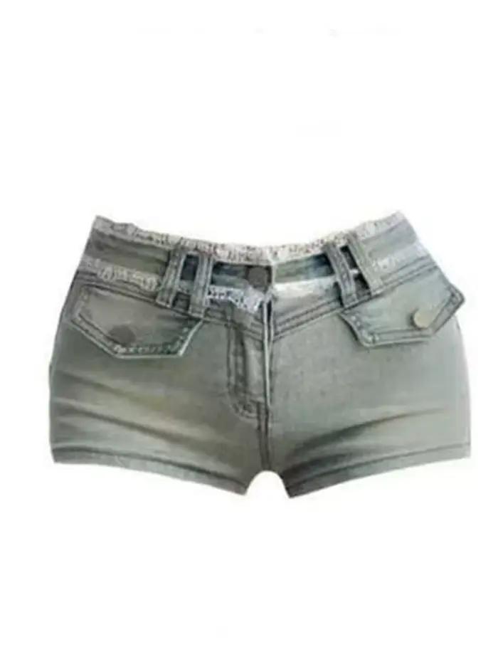 Shorts Aoaiiys bleus femmes décontractés vintage drap fin polyester coton été occassions spéciales lounging balades urbaines