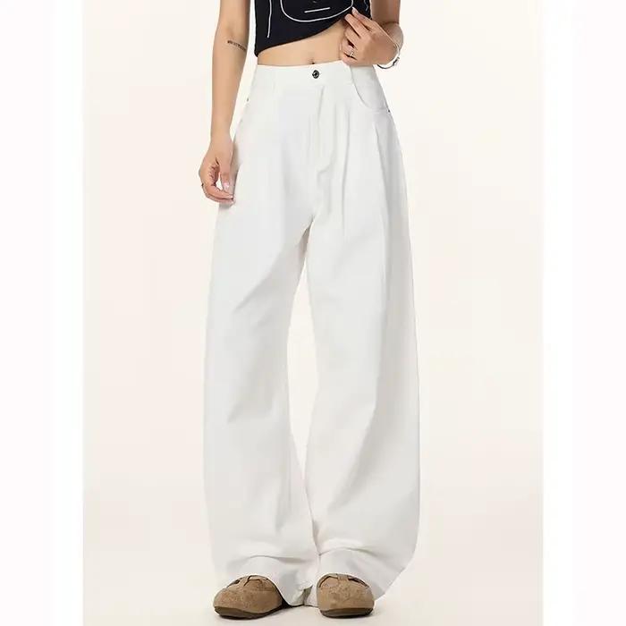 Jean classique tendance pour femme 2026 – Pantalon en denim ample et fin à jambe large