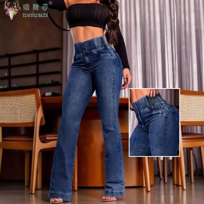 Taille haute ample Blue Horn jeans femmes
