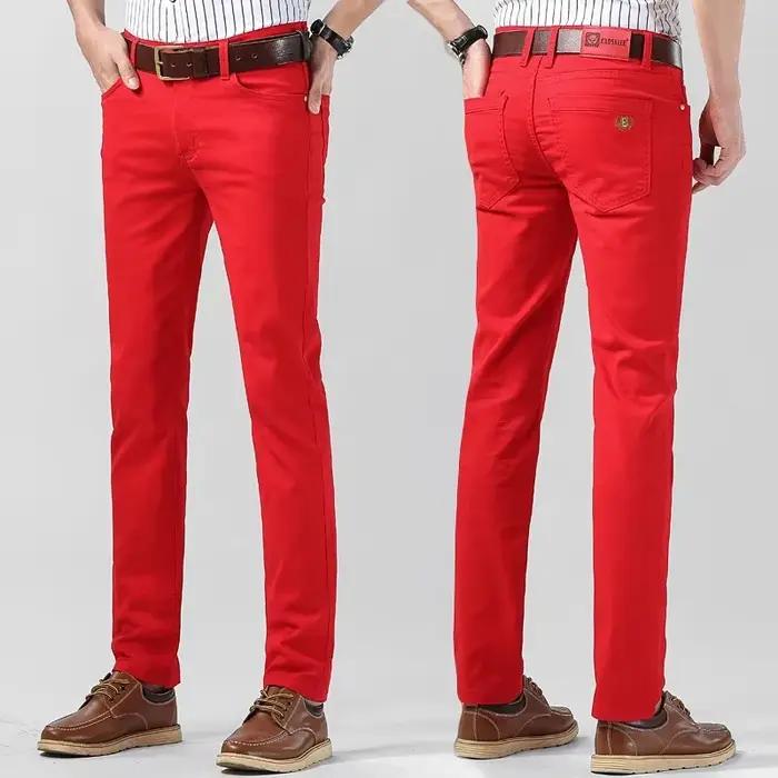 Jean extensible en Denim coloré pour hommes