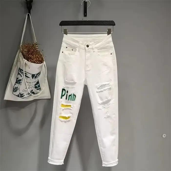 Pantalon crayon décontracté femme en denim mince pour automne-hiver occasions spéciales