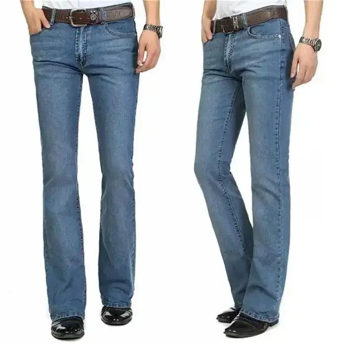 Pantalon en denim à fond de cloche pour homme, style décontracté et élégant, pantalon à jambes larges, coupe botte, toile adoucissante, confort maximal, pour hommes, décontracté, printemps et automne