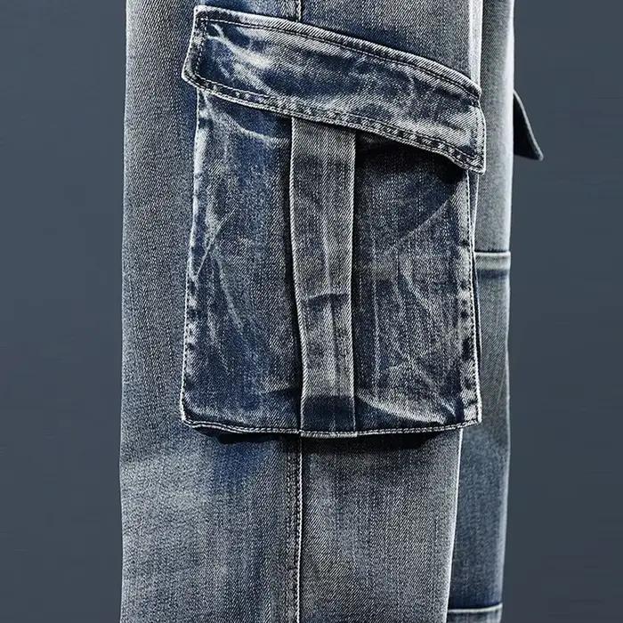 44 grande taille jean hommes multi-poches Cargo Denim pantalon mode décontracté Baggy