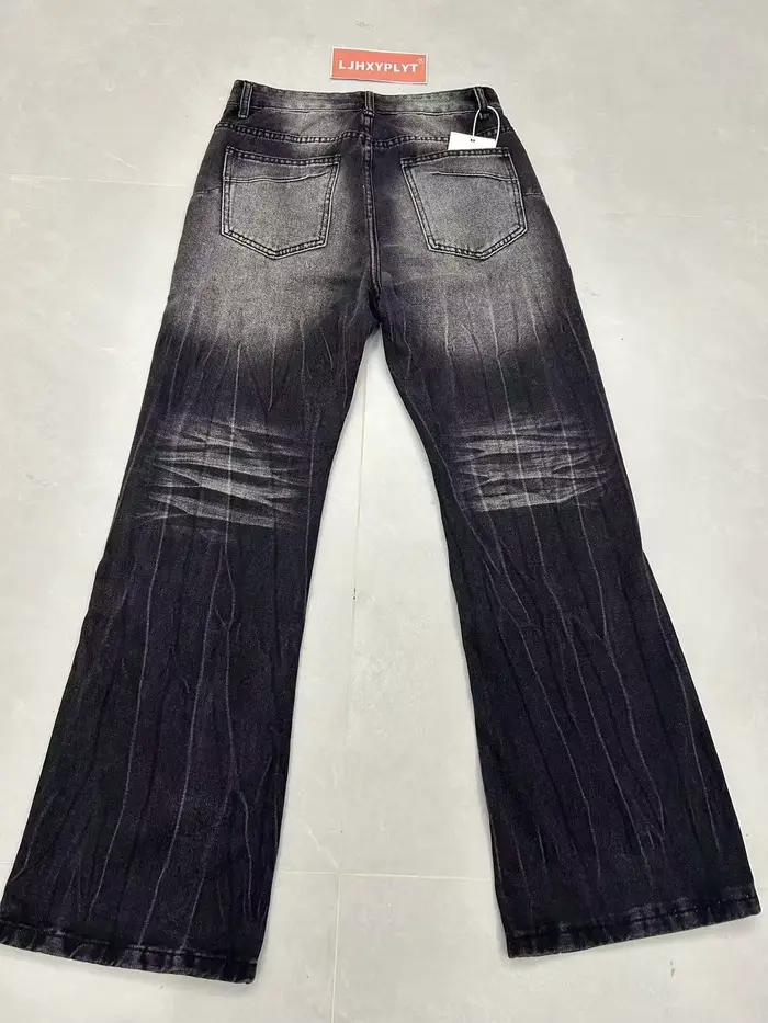 Jean noir rétro pour homme à motif moustaches de chat