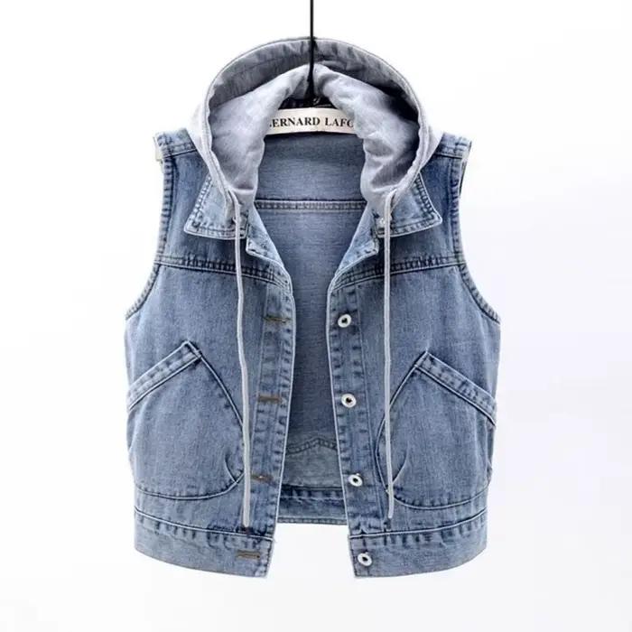 Gilet en jean sans manches pour femme