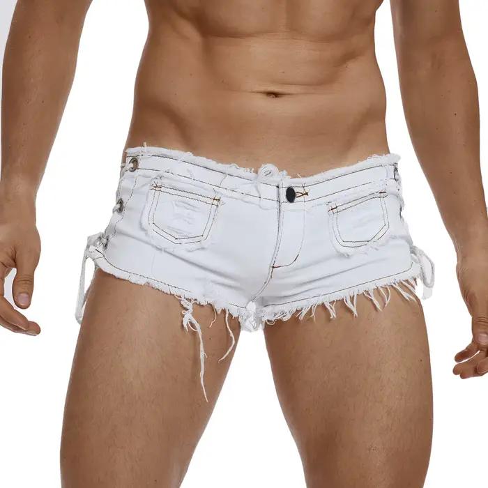 Shorts en jean déchirés à taille basse pour homme