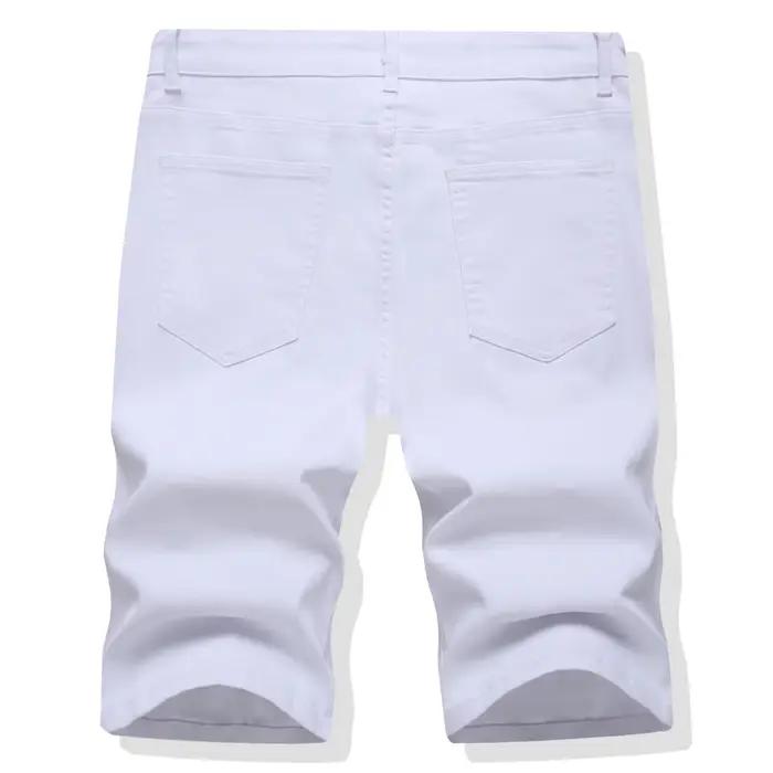 Short homme trou jean Streetwear taille moyenne lavé poches en détresse longueur genou Vintage déchiré Denims pantalon court droit