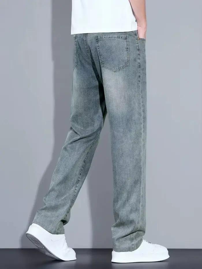 Jean en Lyocell Soie Glacée pour Homme – Pantalon en Denim Ultra-Fin Coréen Tendance