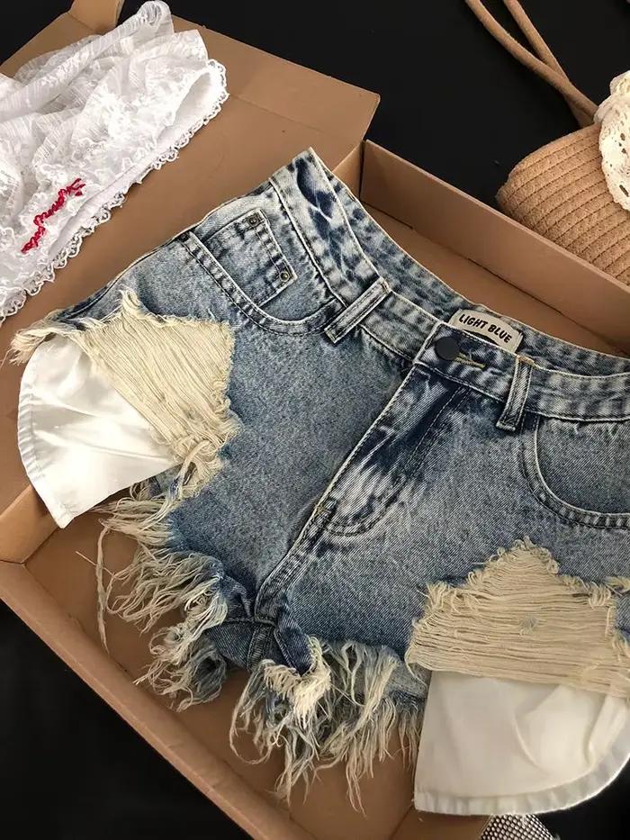 Shorts en jean déchirés pour femmes