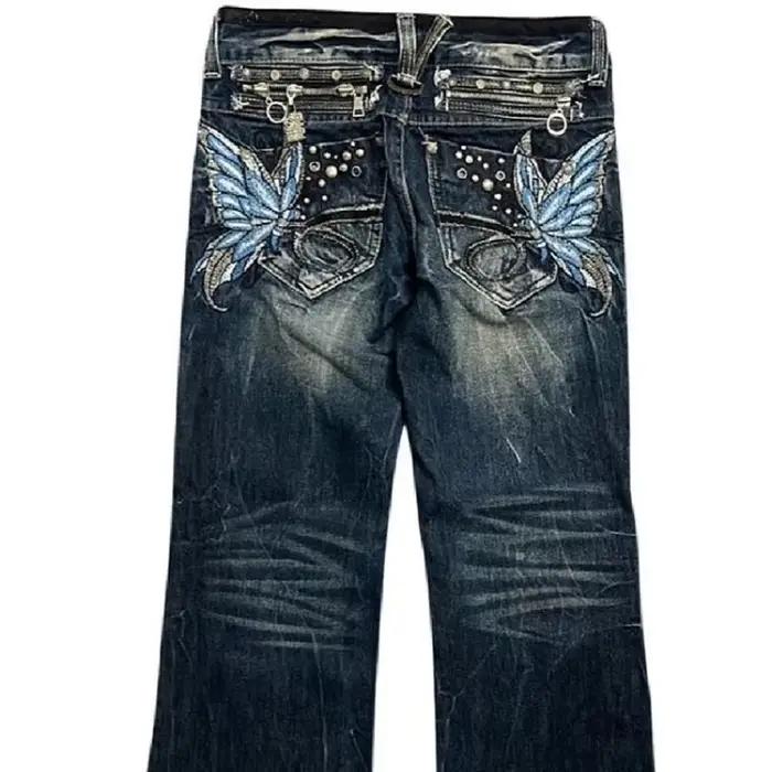 Jeans brodés pour femmes Y2K Millennium Harajuku