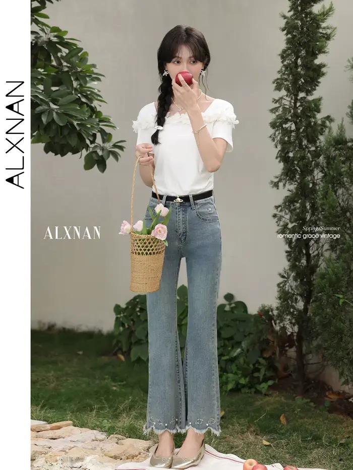 ALXNAN Jean évasé pour femme