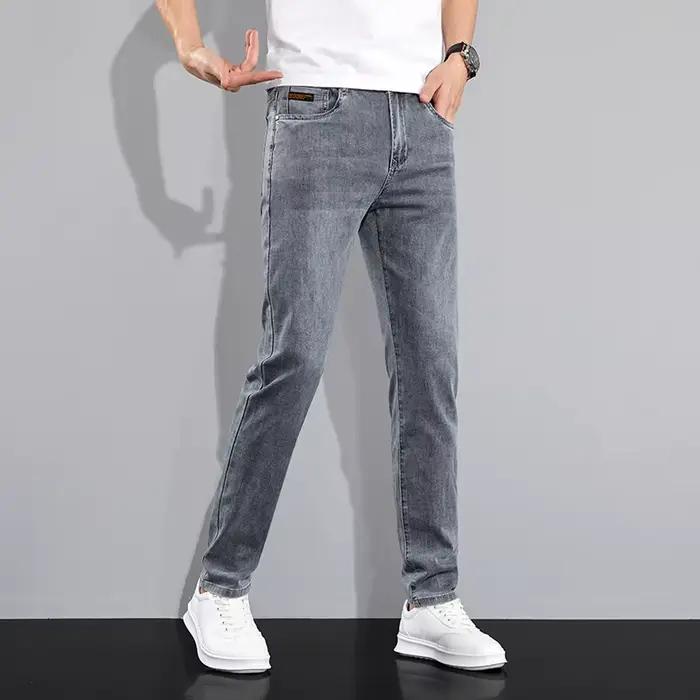 Marque de luxe printemps été hommes jean mince Denim pantalon coton bleu travail en plein air corée