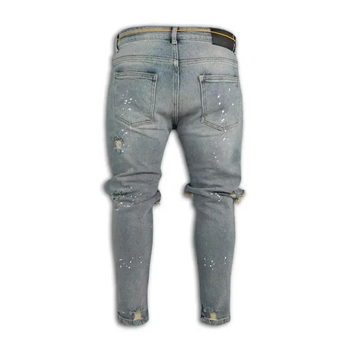 Jean Slim Peint pour Homme, Pantalon à Trous, Nouvelle Collection