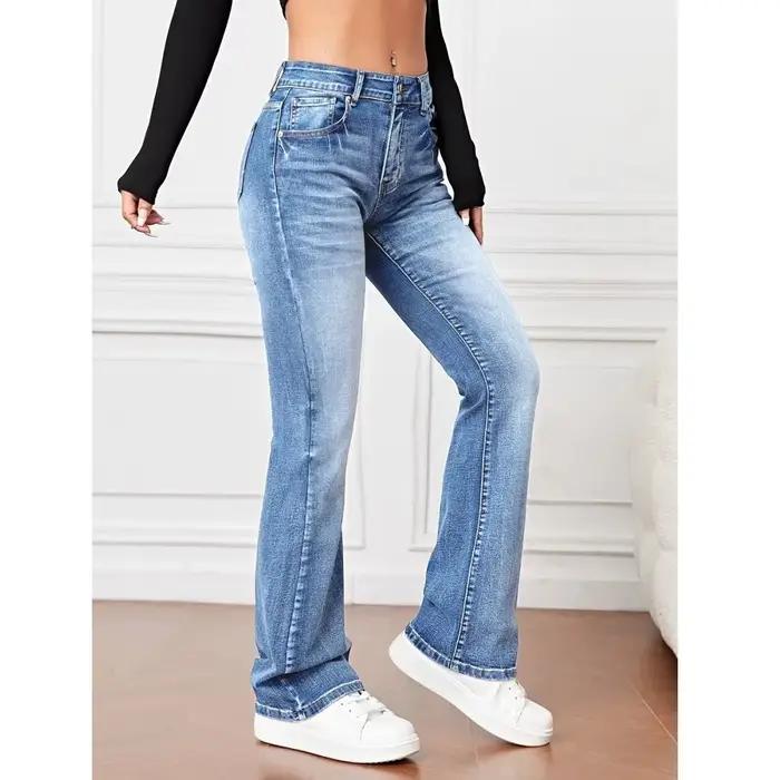 Femmes Stretch Denim jean mince pantalon droit dames décontracté pantalons de mujer
