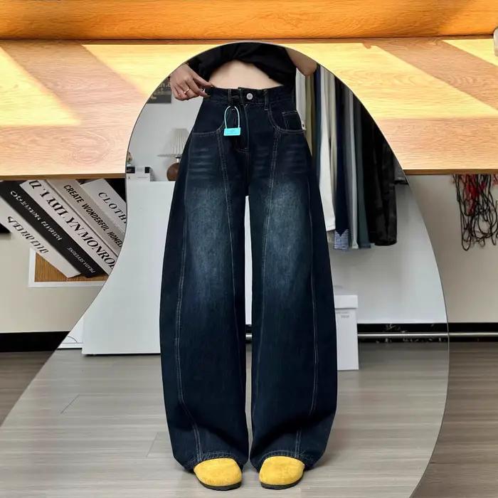 Jean en denim bleu rétro pour femme