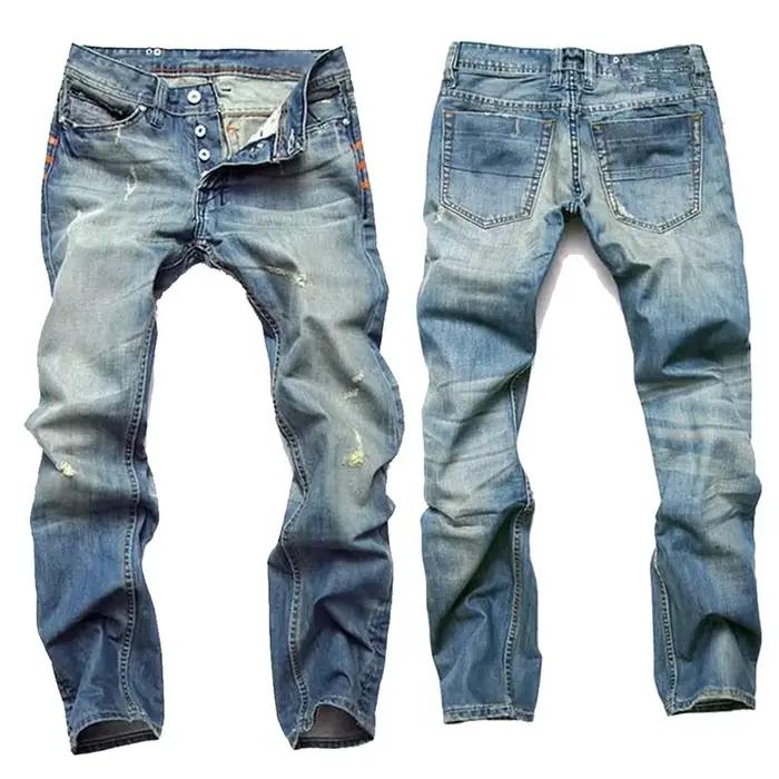 Jean Slim Vintage à Jambes Droites pour Homme