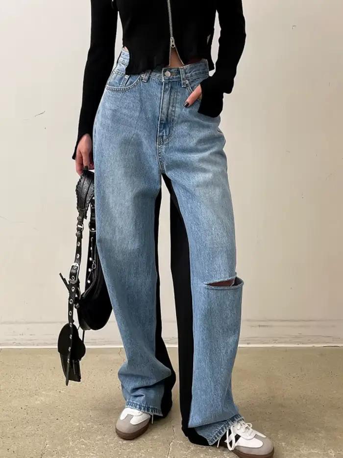 Mn-Jean patchwork vintage pour femme