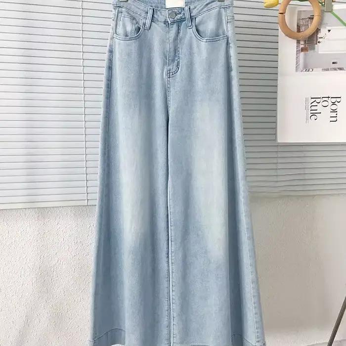 Jean rétro bleu polyvalent à jambes larges