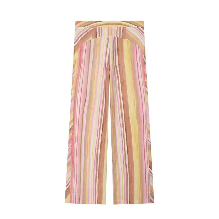Pantalon Palazzo Rayé Taille Haute Mujer Pour Femme Style High Street Polyvalent Occasions Spéciales Sportives et Mode