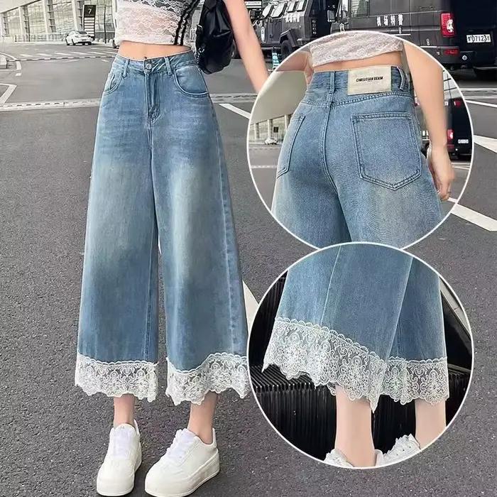 Jean large en dentelle ultra-fin pour femme