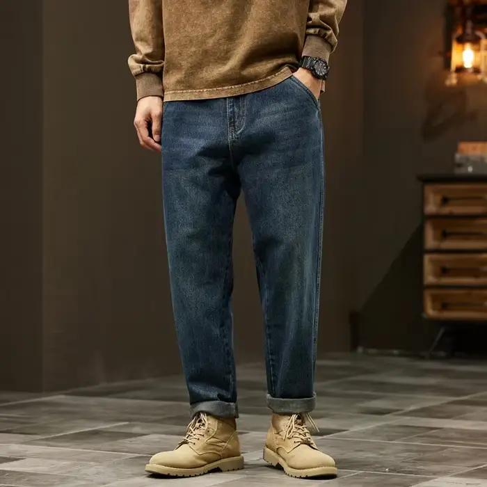 Jean ample en denim AIQUIIN pantalon sarouel décontracté pour homme quotidien et loisirs polyvalent quatre saisons ajustement lâche et confortable