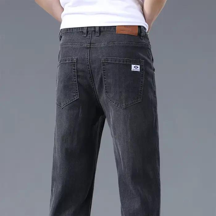 Lyocell affaires jean hommes printemps mince décontracté droit mode ample marque pantalon confortable mâle Denim
