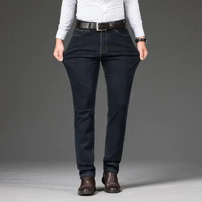 Grande taille 42 44 46 hommes mode jean décontracté classique affaires droite élasticité Denim pantalon printemps